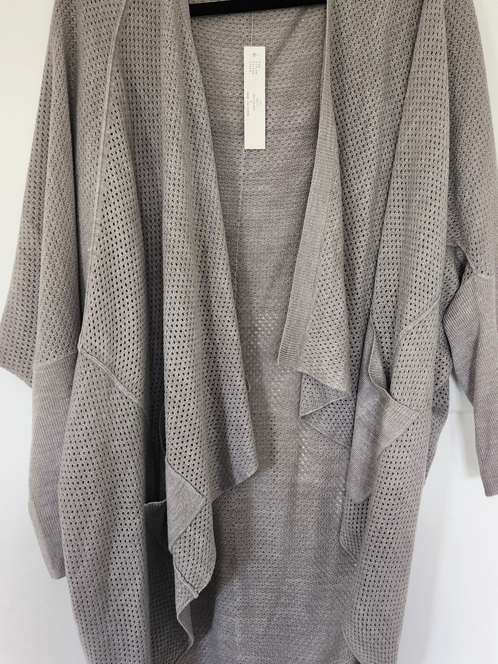 Sweet Romeo Light Gray Open-Front Knit Cardigan